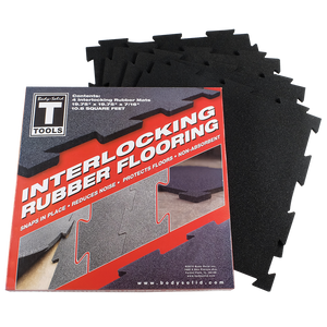 Body-Solid Tools Interlocking Rubber Flooring (Black) RFBST4PB